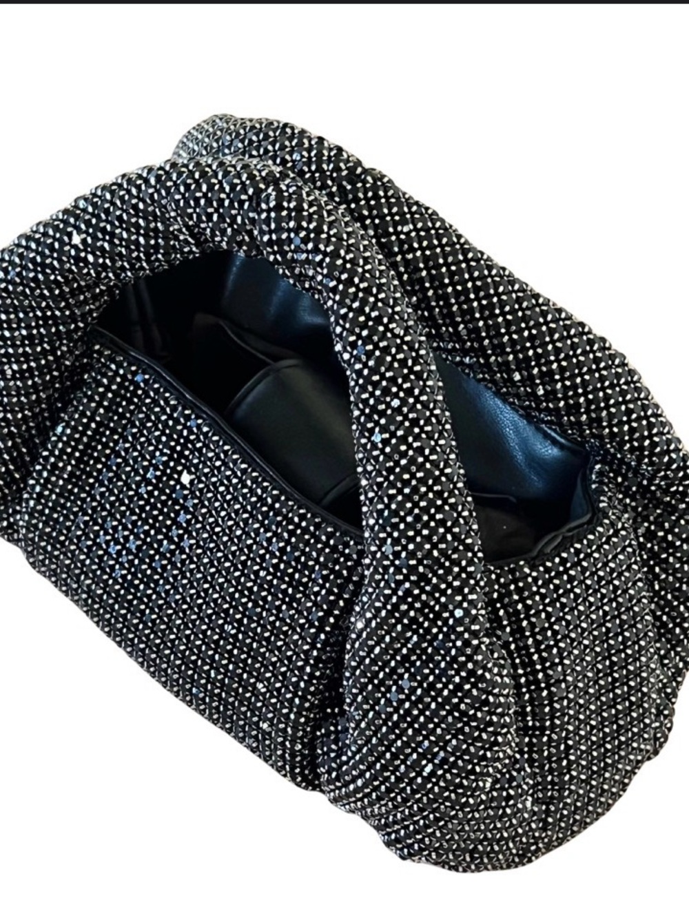 AKIRA Crystal Studded Rhinestone Small Evening Bag Glam Double Handles Y2K